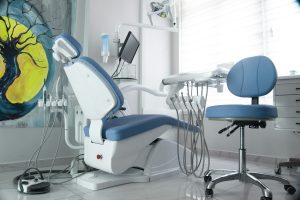 Bright dental clinic interior with modern chair
